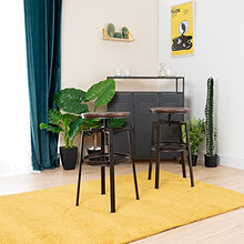 MEUBLE COSY Amat Walnut - Set di 2 sgabelli da bar, altezza regolabile in legno di metallo, design bistro Pub, sedia con poggiapiedi, base in ferro, girevole a 360, noce, 46,5 x 46,5 x 66,5 x 74 cm