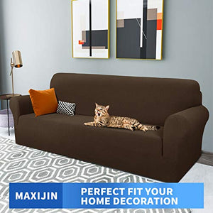 MAXIJIN Fodere per divano jacquard creative per 3 posti, 1 pezzo copridivano antiscivolo super elasticizzato per cani copridivano elastico (3 Posti, Caffè Scuro)