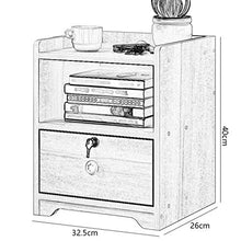 Comodino Semplice con la Serratura di pompaggio Assemblea Addensare Studio Corridoio Locker Bagno Solido della Famiglia di Legno Camera da Letto Soggiorno Multifunzione 32.5X26X40cm FANJIANI