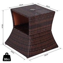 Outsunny Tavolino da Giardino con Ripiano Inferiore e Foro per Ombrellone da 4.5cm in Rattan 54x54x55cm Marrone