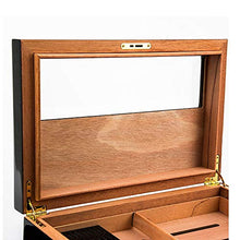 Minmin Cigar Box Legno di Cedro Piano vernice grande capacità di visualizzazione doppio vetro umidificatore Cigar Box di stoccaggio, 375x245x180mm accessori del sigaro (Size : 375x245x180mm)