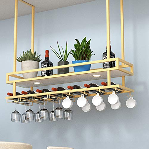 JHGJBJ Nano Vino Dorato in Ferro battuto cremagliera Barra di Sospensione Vino Giù Upside Titolare Bicchiere di Vino pensile Appendiabiti cremagliera Bar stoccaggio Decorazione (Size : 80x30cm)