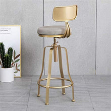 WANGFENG Sgabelli Sgabelli da Bar Industriali Girevoli in Metallo con Schienale, Sgabelli da Bar Regolabili in Altezza 60-80 Cm, Sedie da Cucina per La Colazione, Elegante Velluto Grigio