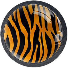 Tiger Skin Pattern Stripes Nero Arancione Pomelli per Porta Set di 4 Pomelli per Mobili Manopole per Cassetti Cucina Armadio Vetro