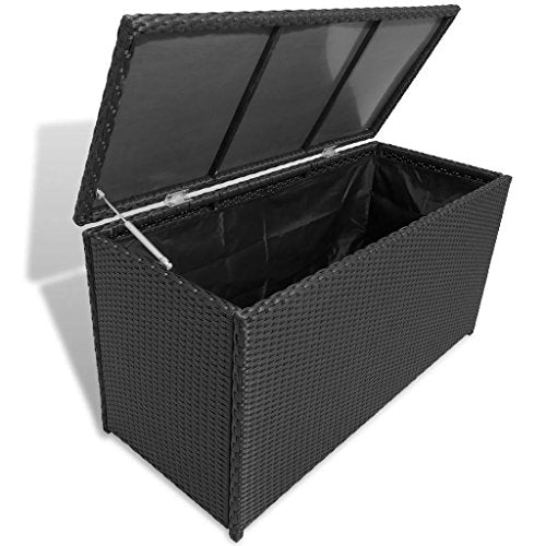 Tuduo Cassapanca da Giardino in Polirattan Nero Design Semplice ed Elegante, Robusto e Stabile Baule da Esterno Baule cassapanca Panca Contenitore