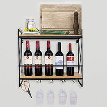 QWEA Portabottiglie per vino industriale Wine Lovers Mobili da bar Portabottiglie da appendere in metallo rustico a 2 livelli a parete per cucina-sala da pranzo-Cantina-Bar Facile installazione,