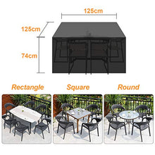 Furuix copertura per mobili da giardino impermeabile per esterni copertura per tavolo antivento/UV/pioggia/antipolvere copertura per tavolo rettangolare in tessuto Oxford impermeabile (125*125*74 cm)