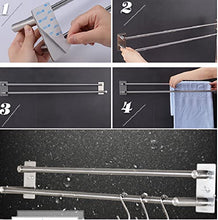 XIAJIA - Adesivo forte porta asciugamani a barra doppia 70 cm, spazzolato, 304 acciaio inox, 3 m adesivo, impermeabile completo (argento)