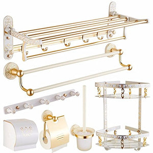 MBYW Portasciugamani Moderno Portasciugamani Elegante per Il Bagno di Moda Portasciugamani Bianco Avorio portasciugamani Oro Spazio Alluminio Ciondolo Bagno Europeo Set Bagno pensile Appeso a Parete
