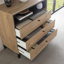 VS Venta-stock Cassettiera Javea 3 cassetti e 1 nicchia, Color Legno e Nero, 80 cm (Larghezza) 40 cm (profonditá) 79,5 cm (Altezza)