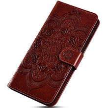 URFEDA Pelle Libretto Custodia Compatibile con Galaxy A11 Cover Libretto Portafoglio 3D Girasole Fiore Di Mandala Case Antiurto Cover Silicone Morbido Custodia Magnetico Taccuino Flip Custodia Marrone