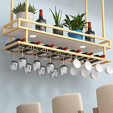 HLL Wine Rack, Organizzare cucina appeso Wine Rack, soffitto Hanging Shelf Hanger, Parete galleggianti mensole di ferro per Bar Ristoranti Cucine,Oro,80 × 30 × 80 cm