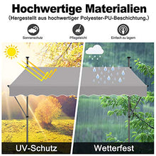 LZQ Tenda da sole a morsetto per balcone, retrattile manuale, regolabile in altezza, resistente ai raggi UV, senza forature, 100% poliestere (300 x 120 cm, grigio)