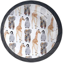 Pinguino elefante giraffa dell'acquerello Pomelli per Porta Set di 4 Pomelli per Mobili Manopole per Cassetti Cucina Armadio Vetro