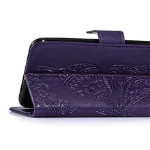 Saceebe Compatibile con Xiaomi play Custodia pelle Cover a libro Portafoglio Flip Case [Custodia in pelle goffrata con fiori e farfalle con cordino] anteriore e posteriore Bumper Case,viola scuro