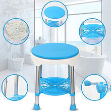 FREEDOH Sgabelli per Doccia con Sedile Circolare, Sedile per Sgabello da Bagno Regolabile in Altezza, Dispositivo Ausiliario Doccia per Assistenza al Bagno, Riduzione di Scivoloni E Cadute,Blu