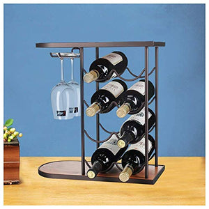 mmmy Portabottiglie, portabottiglie da Tavolo Supporto per Bicchiere da Vino Capovolto in Legno massello Espositore per Vino Scaffale per la Decorazione della casa