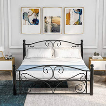 Buat - Struttura moderna per letto matrimoniale in metallo massiccio, 135 x 190 cm, con testiera e pediera, per adulti e bambini, colore: Nero