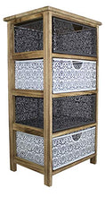 Tata Home Mobiletto Comodino da Bagno Camera o Ingresso 4 Cassetti Bianco Grigio Shabby Chic Dimensioni 40x29x73 cm Modello Martin