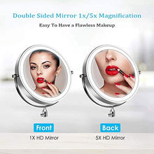 HGXC Specchio per Il Trucco a Parete con ingrandimento 5X LED Touch dimmerabile su Due Lati 360 ° Girevole Allungabile Pieghevole Alimentato