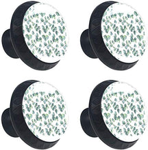 Stile acquerello con foglie e rami di eucalipto dollaro Pomelli per Porta Set di 4 Pomelli per Mobili Manopole per Cassetti Cucina Armadio Vetro