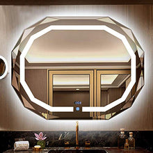 UWY Specchio da bagno con specchio cosmetico a LED, specchio da parete senza cornice argento con interruttore tattile (luce bianca 6000k, luce calda 3000k), specchio ingranditore specchio per il