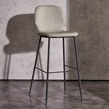Ljings - Monopolli in sella, retro in finta pelle, con schienale e gambe in metallo imbottite, sgabello da bar da cucina, sedie da pranzo, colore: grigio, 75 cm