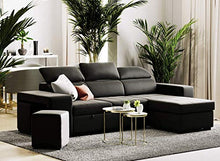 Confort24 John - Divano letto angolare a 3 posti, forma L, colore: Nero