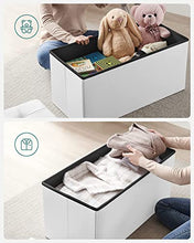 SONGMICS Pouf Contenitore, Cassapanca Contenitore con Coperchio Ribaltabile, Capacità di 80 Litri, Max Portata di 300 kg, 76 x 38 x 38 cm, Bianco LSF45WT