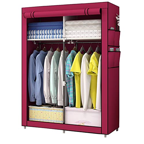 Volumecurtain Tela Armadio Lo Stoccaggio Vestiti Appesi Scaffalature Metalliche Affitto Casa Bold Camera Portatile Camera 105X45X170CM MUMUJIN (Color : Red)