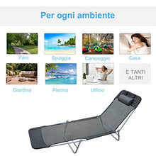 Outsunny Sedia a Sdraio Lettino Reclinabile da Giardino Spiaggia Piscina 182x56x24,5cm Nero
