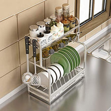 LYM &ripiano di stoccaggio Scaffale di stoccaggio della Cucina, scolapiatti Multifunzione in Acciaio Inox Scolapiatti Forniture di Cucina Scaffale -2 Strati Scaffale di Finitura