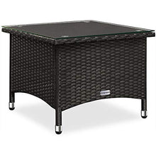 Deuba Tavolino da giardino in rattan nero 50x50x45cm piano in vetro lucido tavolo esterno balcone terrazzo patio