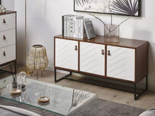 Beliani Credenza Colore Legno Scuro con Gambe in Metallo a 3 Ante 62 x 112 cm Nueva