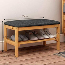 YANG Banco di Legno Cambio di Scarpe con Il Gancio del Pattino tormenta poggiapiedi Imbottito Guardaroba Multifunzione Pouf ottomano Carico Massimo 250kg, 65x32x38cm (Color : A)