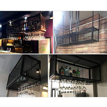 zxcvb Supporto per Calici in Ferro Art Supporto per Bicchiere di Vino Appeso Portabottiglie Industriale Rovesciato Multifunzione per Bancone Bar ， Nero