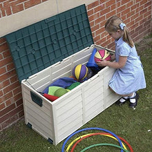 ZAQI Baule da Esterno Armadio Giardino Panca Scatola Porta Attrezzi da Giardino, Anti-UV Marrone Antipioggia Contenitore di plastica, Ingresso Garage Cortile Organizer Rettangolare