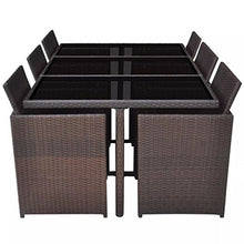 Festnight Set da Pranzo da Giardino con Cuscini, Tavolo Sedie da Giardino, Set Mobili da Giardino in Polyrattan Marrone 11 pz