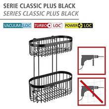 WENKO Scaffale da Parete a 2 Ripiani Classic Plus Black con Protezione antiruggine di Alta qualità, Nero, 26,5 x 33 x 14,5 cm