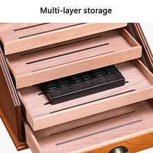 Armadio per Sigari Scatola per Sigari in Legno Massello per Sigari Humidor Melanzane Set per Fumatori Portasigarette Morbido Legno di Cedro Stoccaggio Multi-Zona Grande capacità di 100