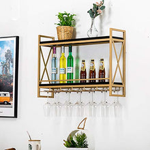 JHGJBJ Oro Metallo a Parete Vino Rack, Ferro battuto Stile Industrial Doppia Parete a Parete Supporto di Vetro di Vino, con Vino Attraverso Vetro (Size : 60cm)