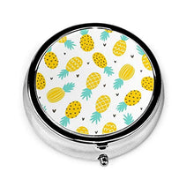 Scatola rotonda per medicina portatile, mini pillole in metallo, dispenser per pillole tascabili, borsa da viaggio, ananas e cuori.