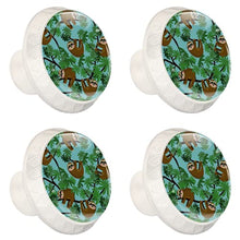 Maniglie per cassetti Manopole per cassetti Manopole rotonde Confezione da 4 per armadietto, cassetti, cassettiere, cassettiere ecc. Albero Verde E Bradipo