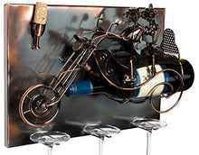 Brubaker portabottiglie Vino Coppia su Una Moto - Wall Art Picture Metal - con 3 portabicchieri - Incluso Biglietto di Auguri per Regalo Vino