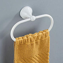 PETSOLA Porta Asciugamani da Bagno in Ottone Ad Anello per Montaggio A Parete, Portasciugamani Sospeso Ovale - Bianca, 210x100x72mm