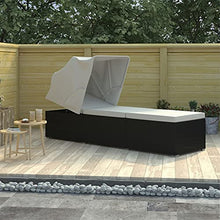 vidaXL Lettino Prendisole Regolabile con Tettuccio e Cuscino Foderato Sdraio Doppio Chaise Longue Telaio in Acciaio Bianco Crema in Polyrattan