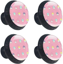 Motivo Cupcakes Rosa Pomelli per Porta Set di 4 Pomelli per Mobili Manopole per Cassetti Cucina Armadio Vetro