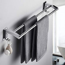 WWWANG - Portasciugamani da Bagno in Acciaio Inox a Doppio Polo, per Bagno o Cucina, Montaggio a Parete, Porta Asciugamani Cromato, 52 cm