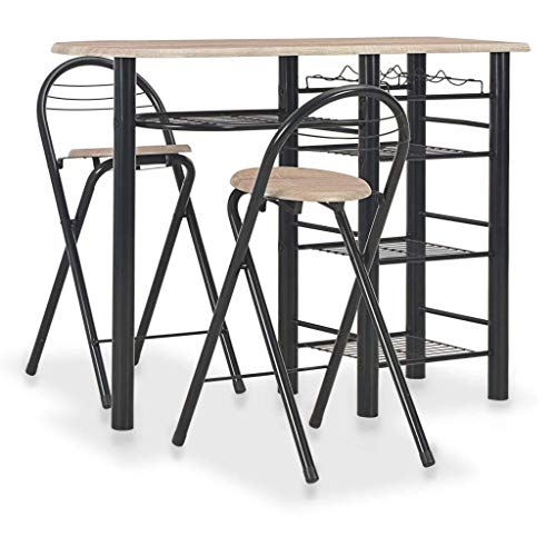 ZHXYY Set Tavolo da Bar 3 Pezzi con 2 sgabelli da Bar Tavolo da Bar per la Colazione e sgabelli Set per Cucina Soggiorno Sala per Feste Legno Industriale e Acciaio Rovere