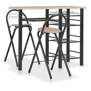 ZHXYY Set Tavolo da Bar 3 Pezzi con 2 sgabelli da Bar Tavolo da Bar per la Colazione e sgabelli Set per Cucina Soggiorno Sala per Feste Legno Industriale e Acciaio Rovere